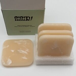 RiRiKu Resin Coasters‎ Set of 4 Square 4in Marbled New In Box
